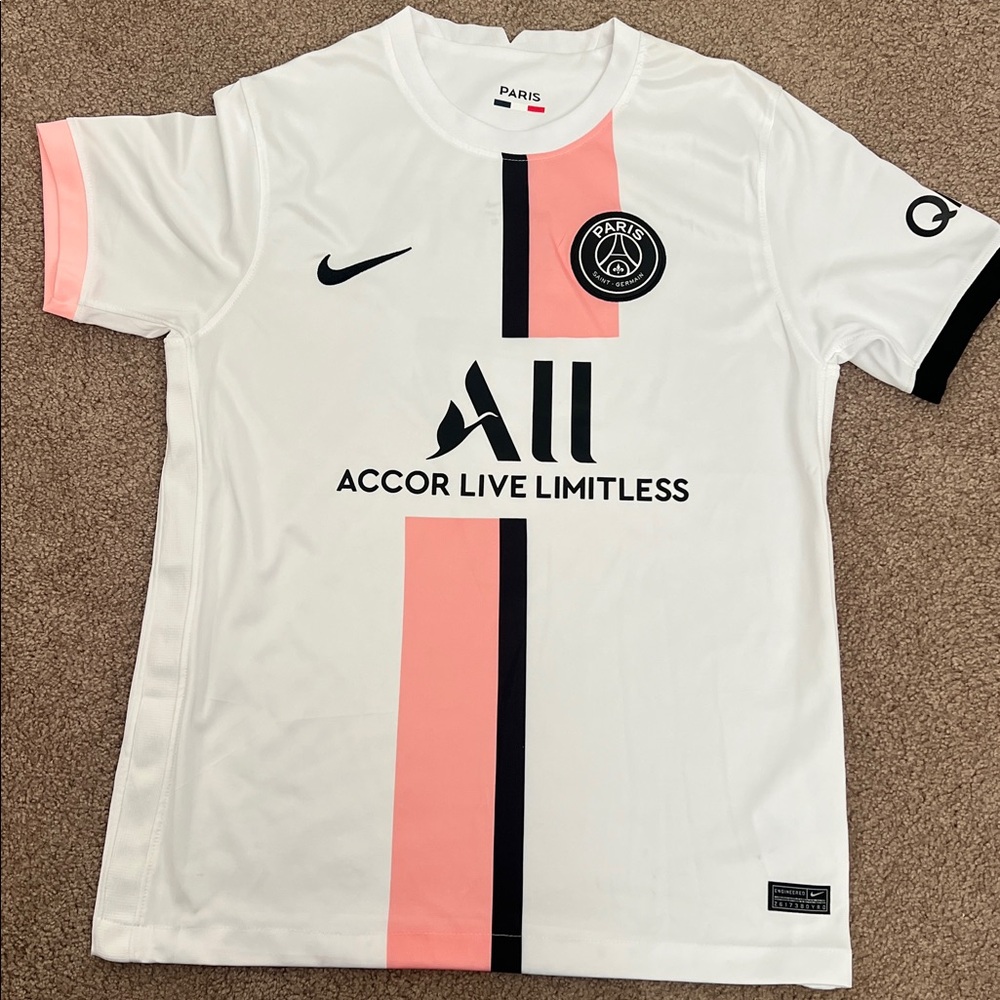 Nike PSG White and Pink Jersey-Mbappe